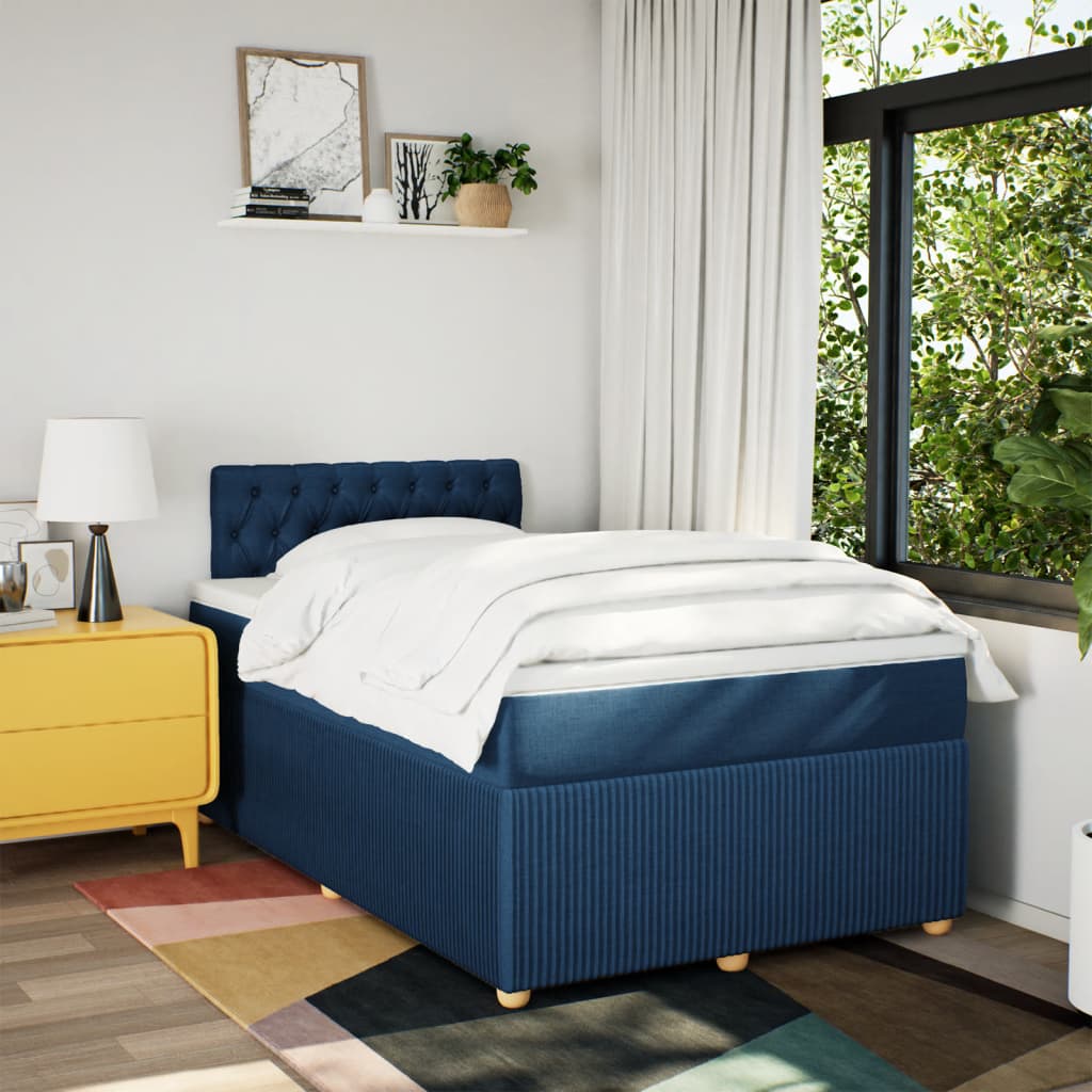 Boxspring met matras stof blauw 120x200 cm