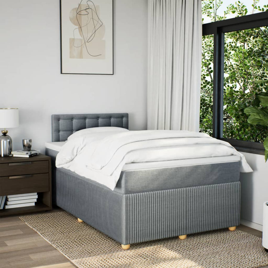 Boxspring met matras stof lichtgrijs 120x200 cm