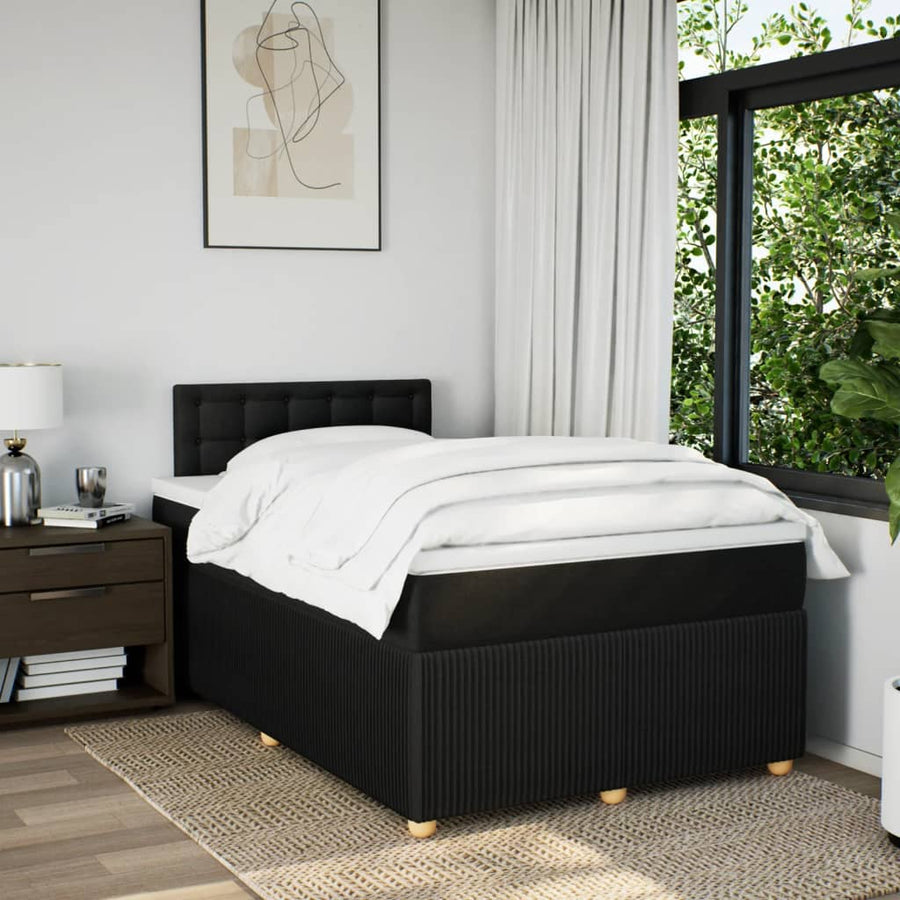 Boxspring met matras stof zwart 120x200 cm