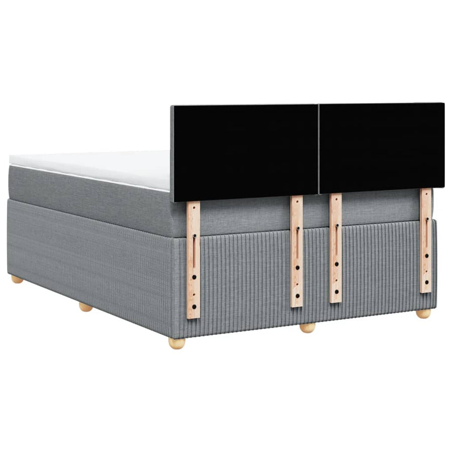 Boxspring met matras stof lichtgrijs 140x190 cm