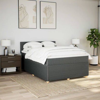 Boxspring met matras stof donkergrijs 140x190 cm