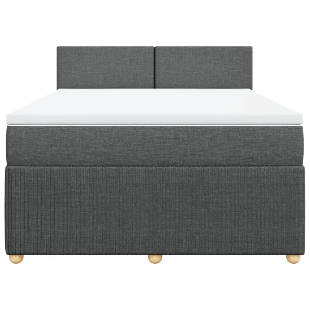 Boxspring met matras stof donkergrijs 140x190 cm