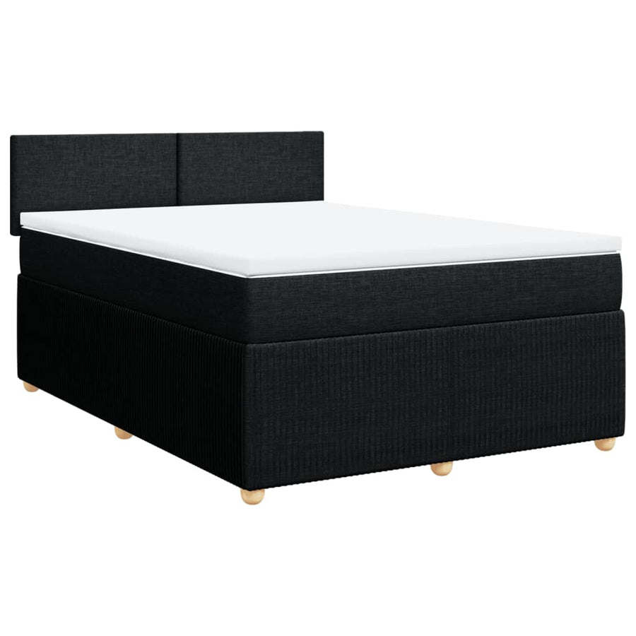 Boxspring met matras stof zwart 140x190 cm