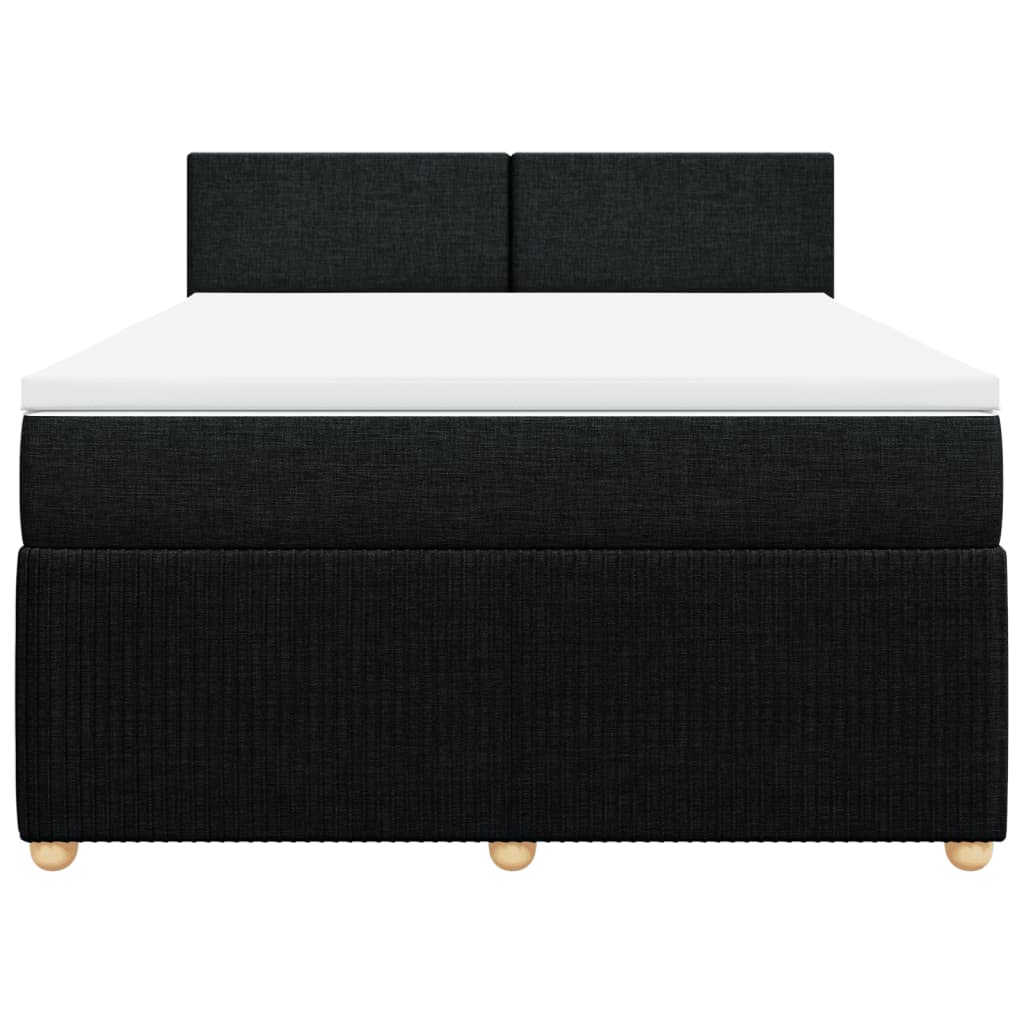 Boxspring met matras stof zwart 140x190 cm