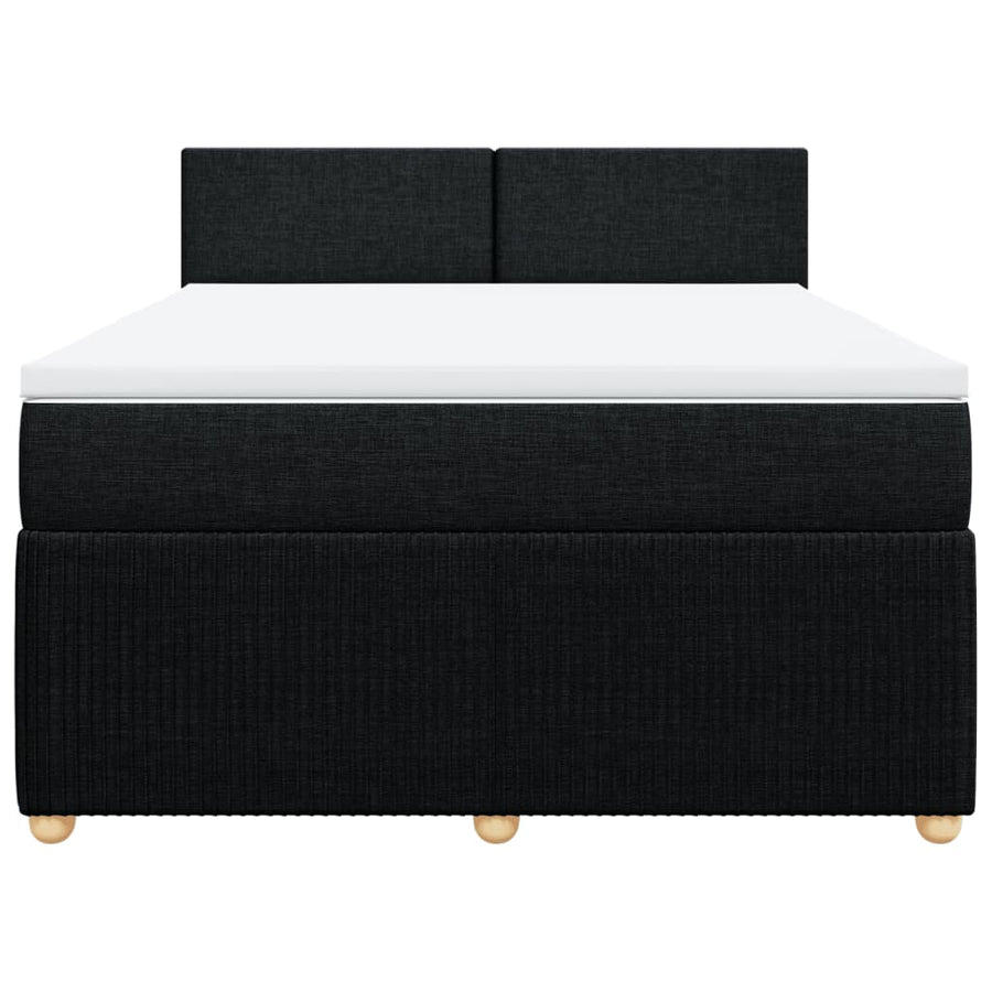 Boxspring met matras stof zwart 140x190 cm