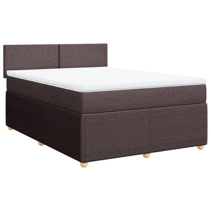 Boxspring met matras stof donkerbruin 140x190 cm