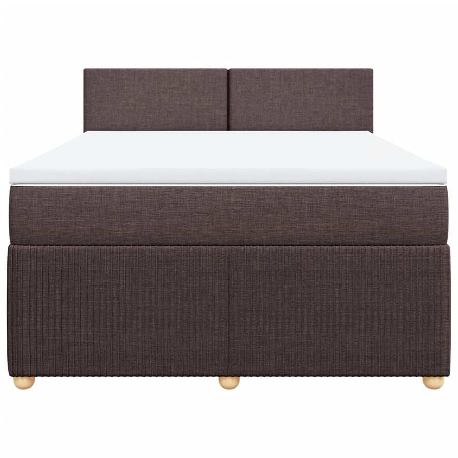 Boxspring met matras stof donkerbruin 140x190 cm
