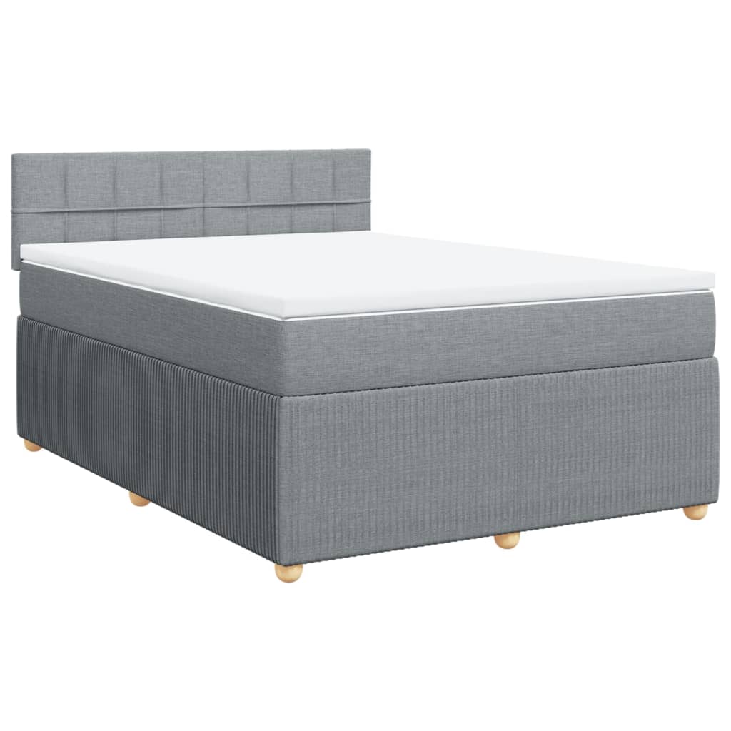 Boxspring met matras stof lichtgrijs 140x190 cm