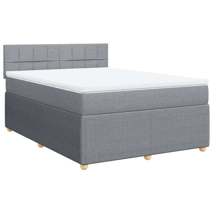 Boxspring met matras stof lichtgrijs 140x190 cm
