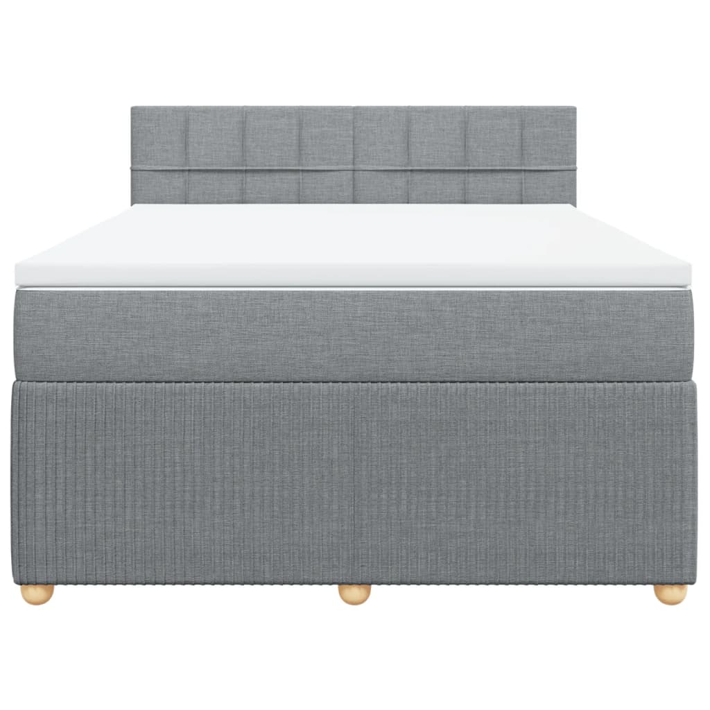 Boxspring met matras stof lichtgrijs 140x190 cm