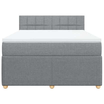 Boxspring met matras stof lichtgrijs 140x190 cm