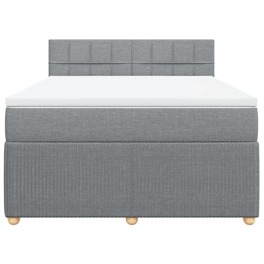 Boxspring met matras stof lichtgrijs 140x190 cm