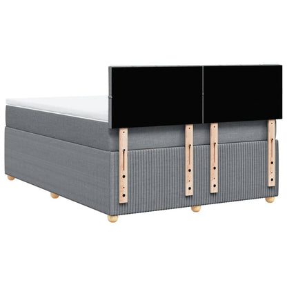 Boxspring met matras stof lichtgrijs 140x190 cm