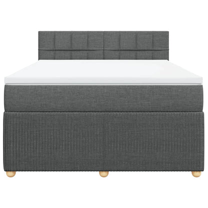 Boxspring met matras stof donkergrijs 140x190 cm