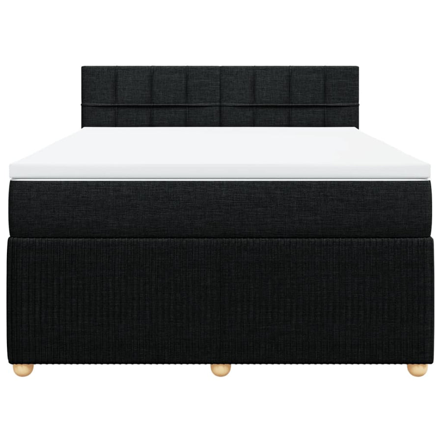 Boxspring met matras stof zwart 140x190 cm
