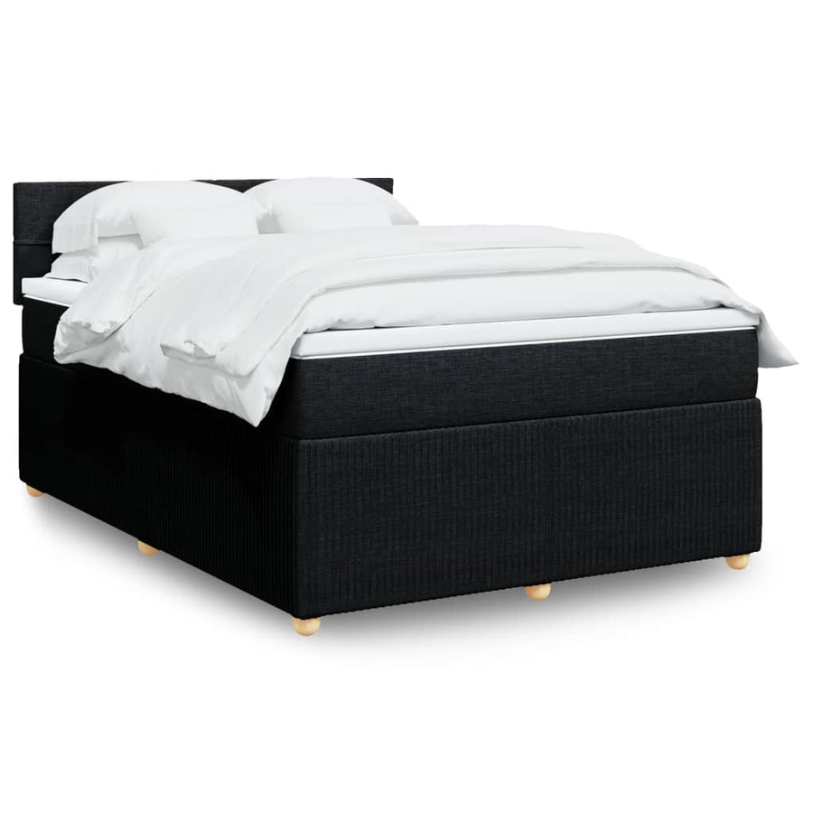 Boxspring met matras stof zwart 140x190 cm