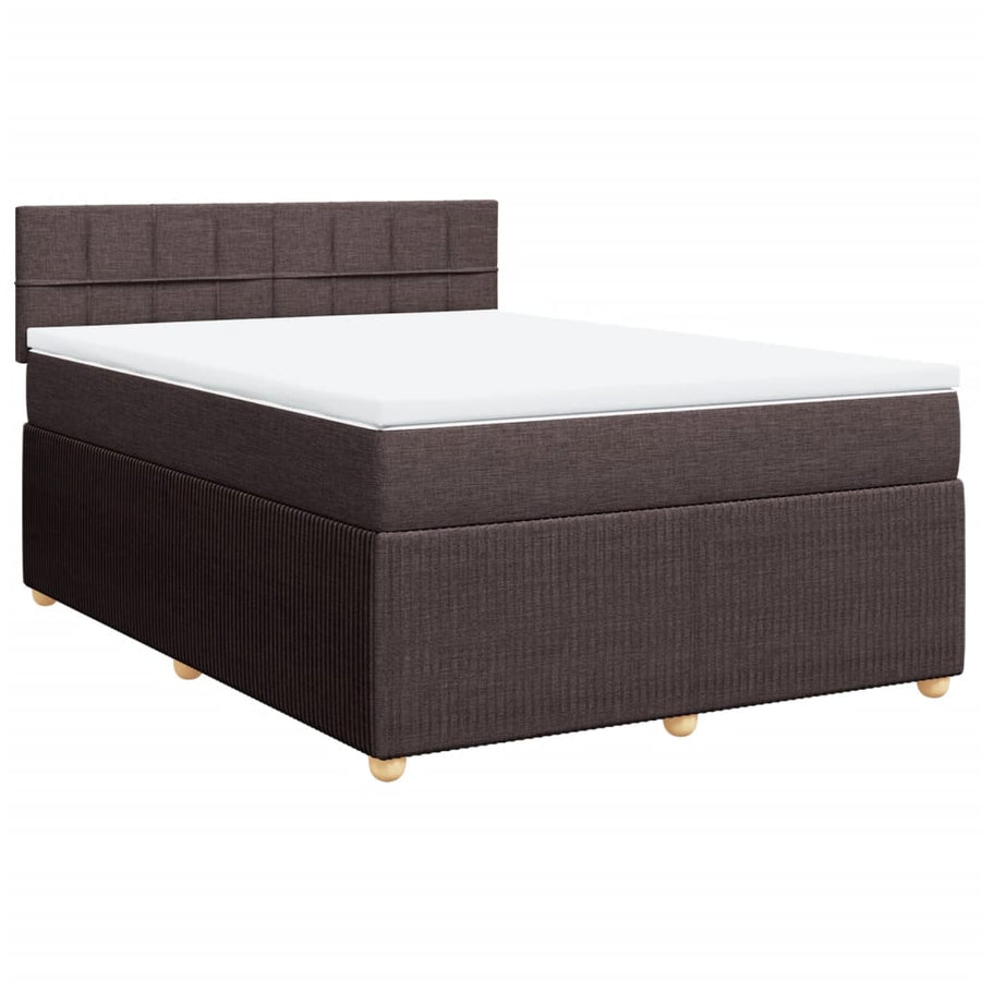 Boxspring met matras stof donkerbruin 140x190 cm