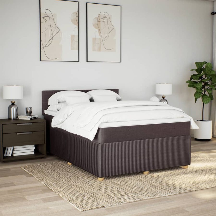 Boxspring met matras stof donkerbruin 140x190 cm