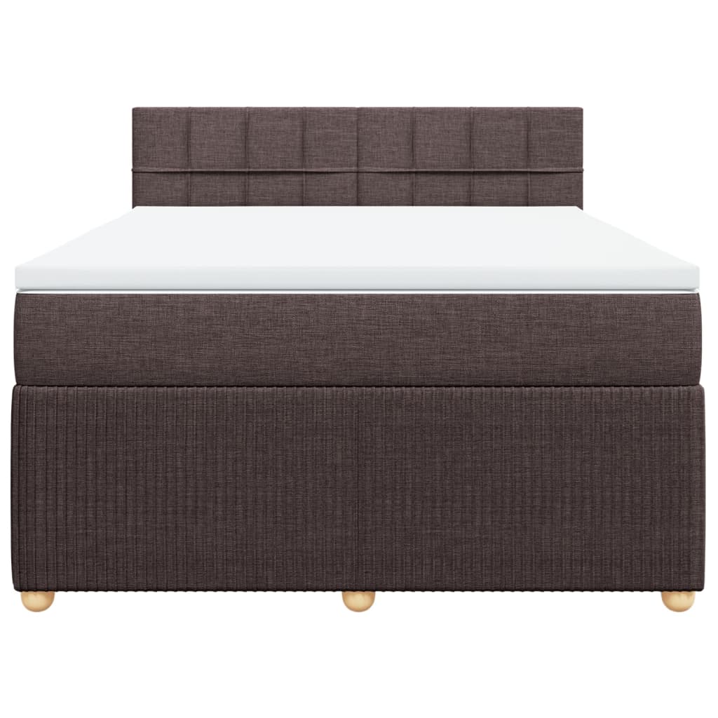 Boxspring met matras stof donkerbruin 140x190 cm