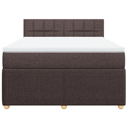Boxspring met matras stof donkerbruin 140x190 cm