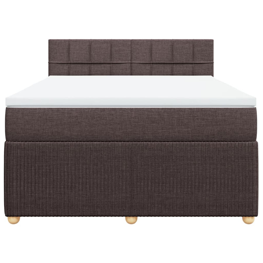 Boxspring met matras stof donkerbruin 140x190 cm
