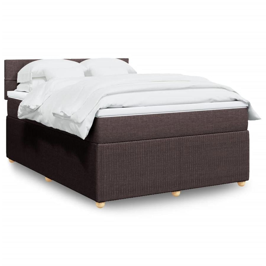 Boxspring met matras stof donkerbruin 140x190 cm