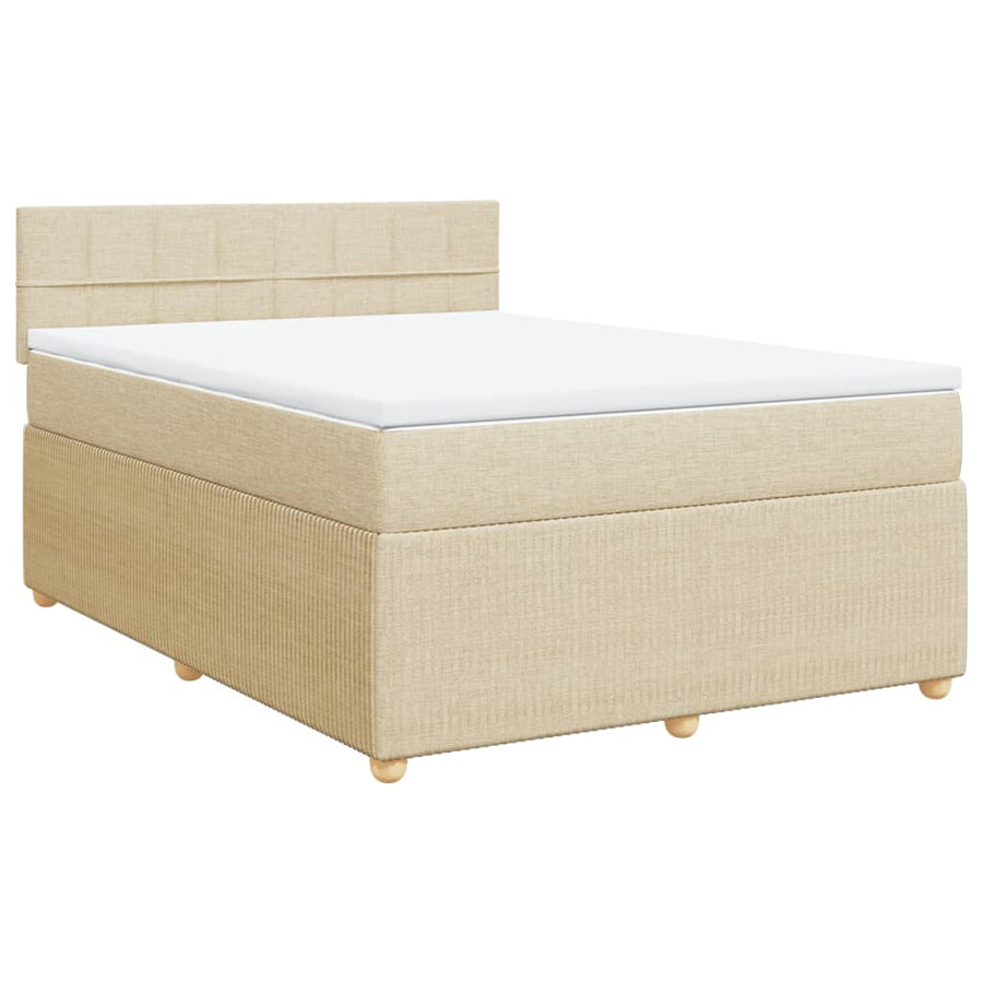 Boxspring met matras stof crèmekleurig 140x190 cm