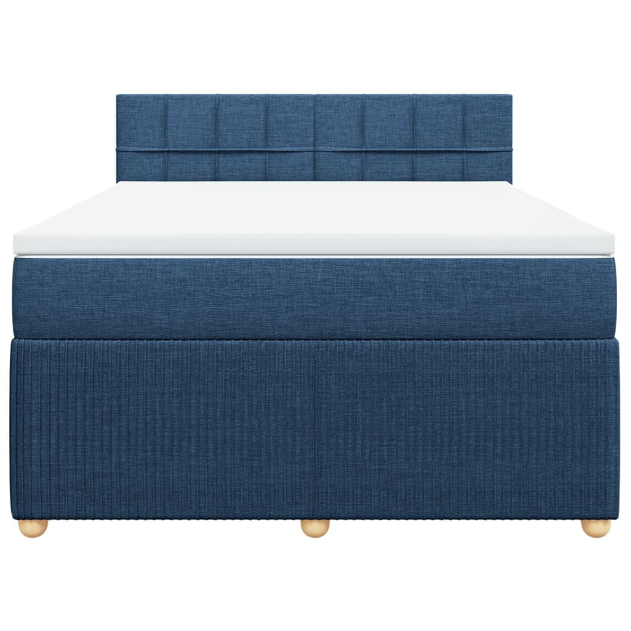 Boxspring met matras stof blauw 140x190 cm