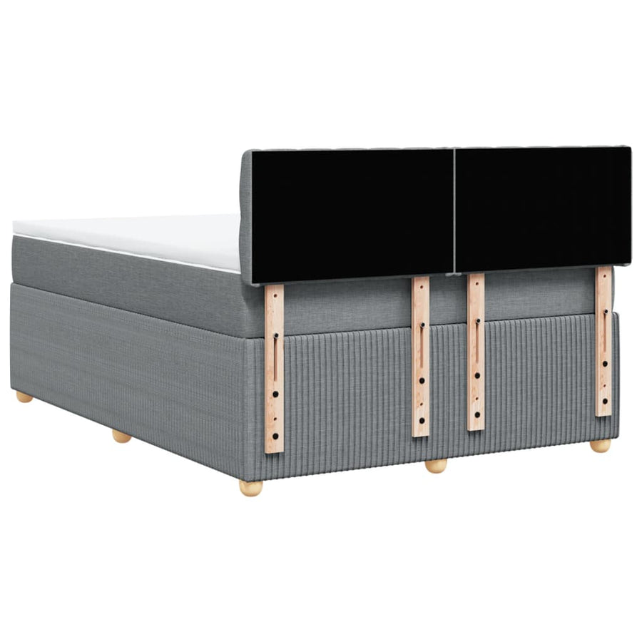 Boxspring met matras stof lichtgrijs 140x190 cm
