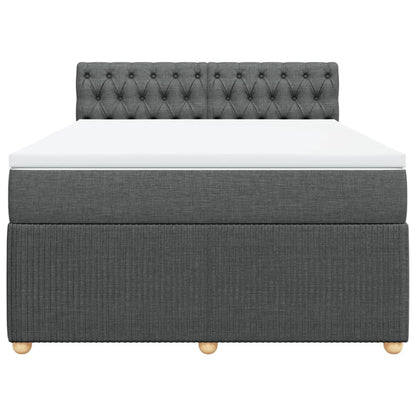 Boxspring met matras stof donkergrijs 140x190 cm