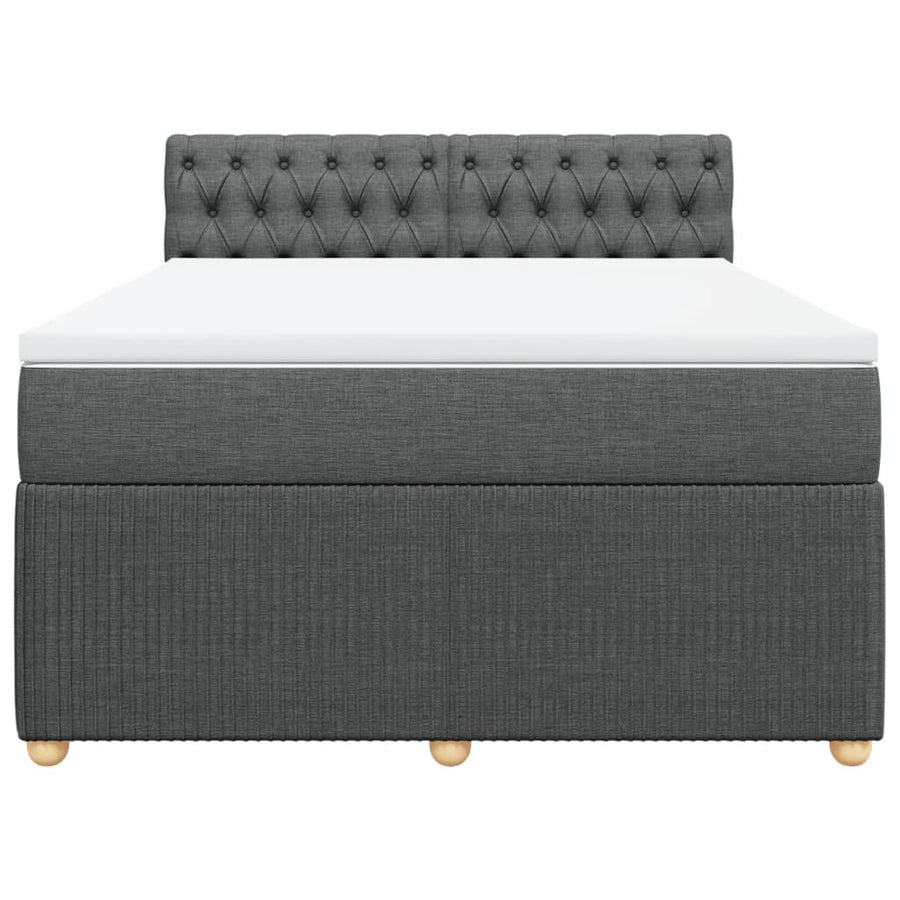 Boxspring met matras stof donkergrijs 140x190 cm
