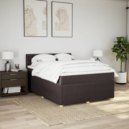 Boxspring met matras stof donkerbruin 140x190 cm