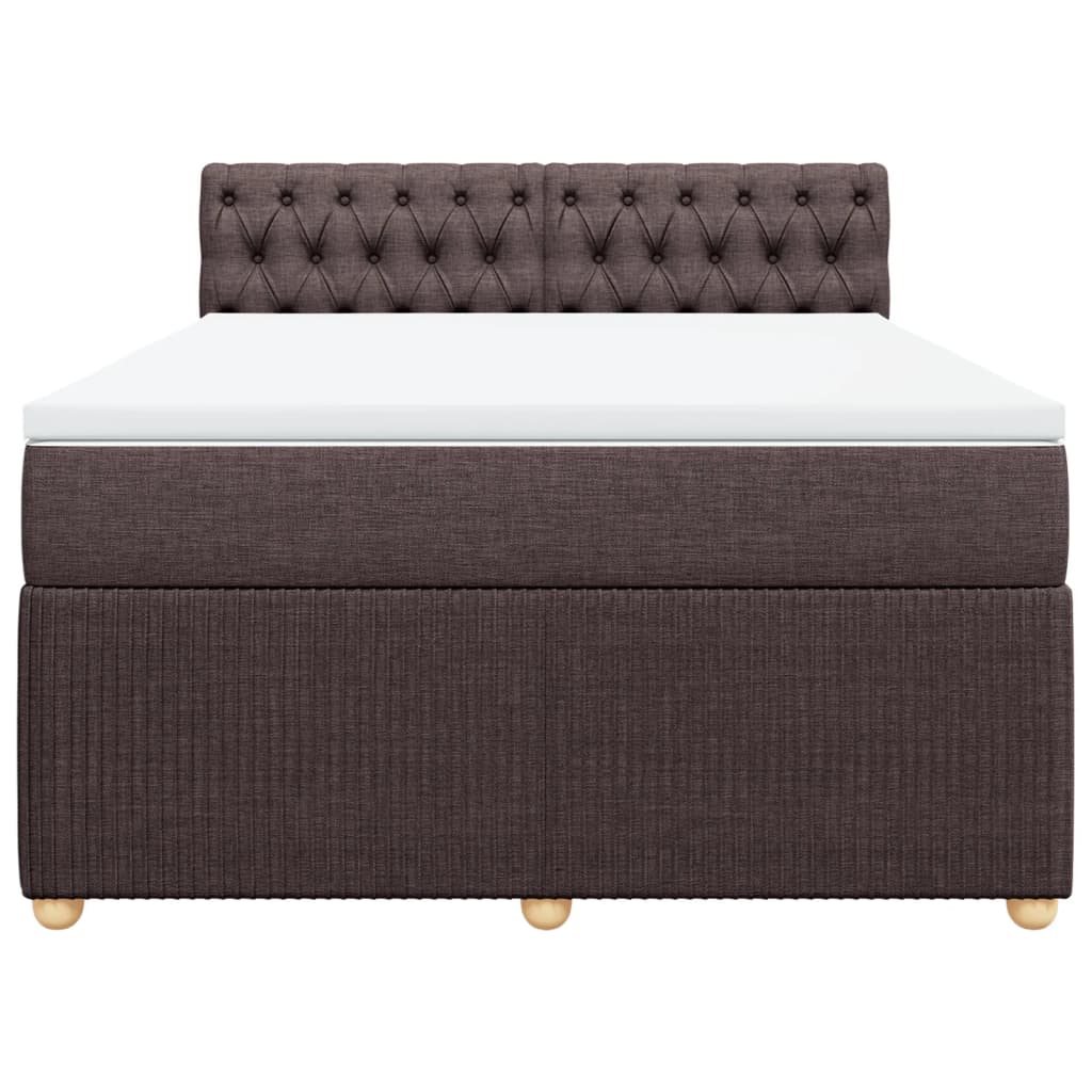 Boxspring met matras stof donkerbruin 140x190 cm