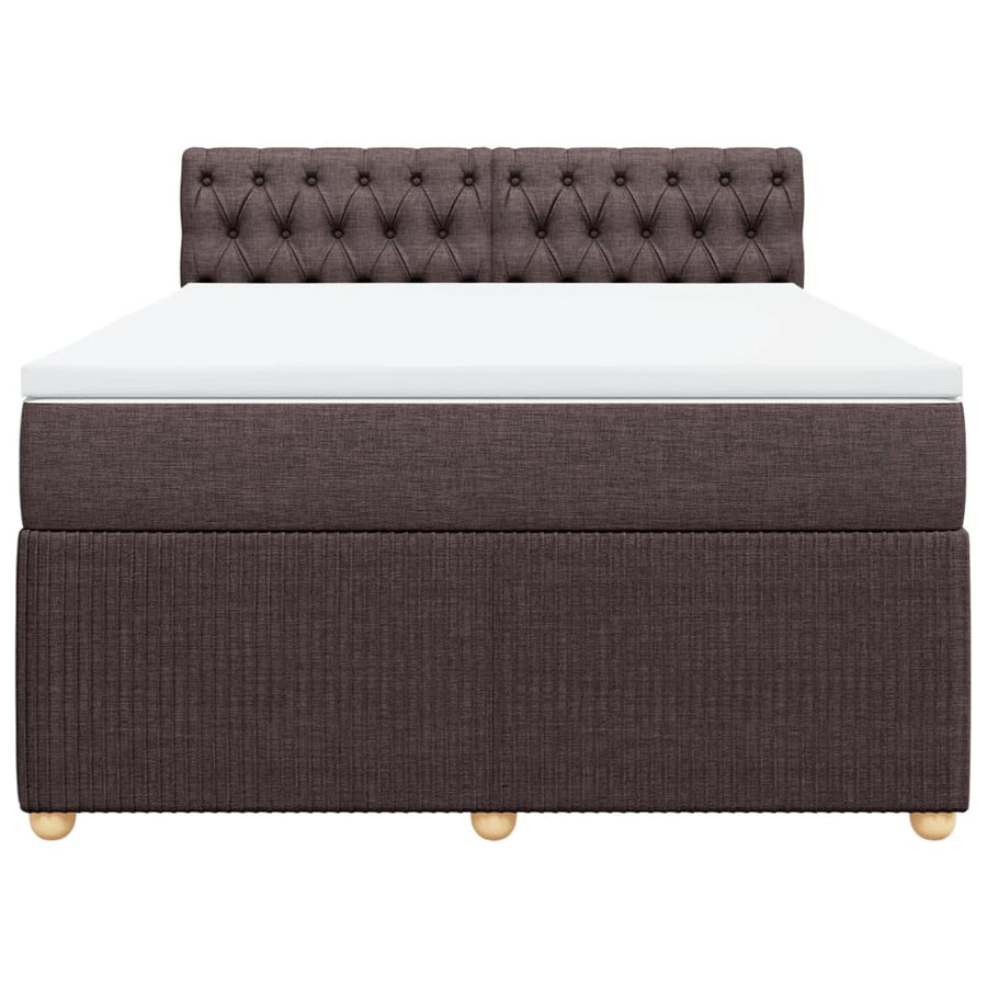 Boxspring met matras stof donkerbruin 140x190 cm