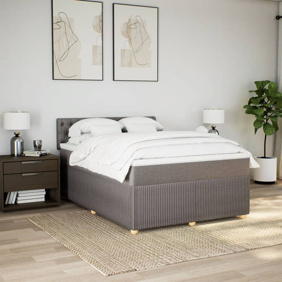 Boxspring met matras stof taupe 140x190 cm