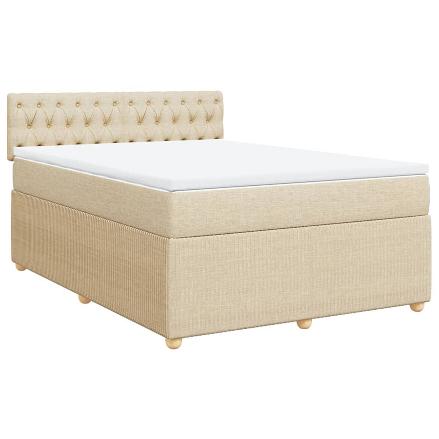 Boxspring met matras stof crèmekleurig 140x190 cm