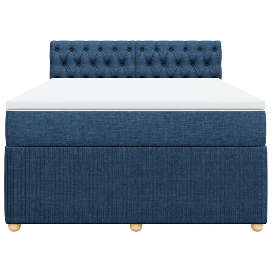 Boxspring met matras stof blauw 140x190 cm