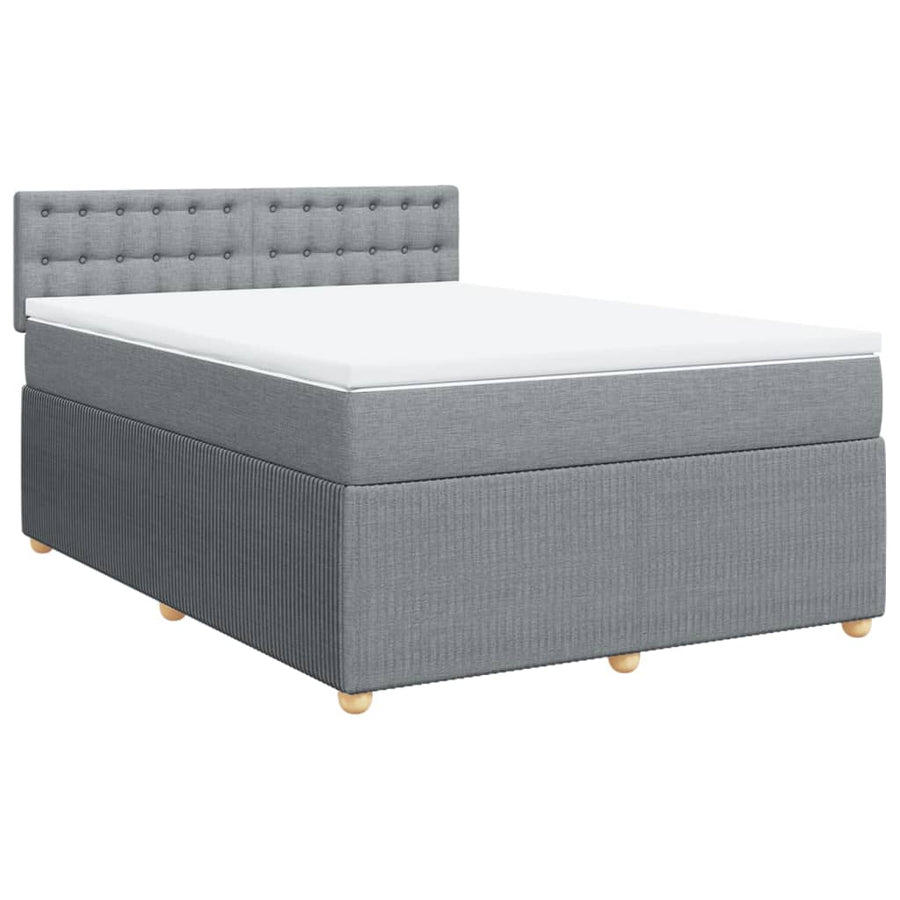 Boxspring met matras stof lichtgrijs 140x190 cm