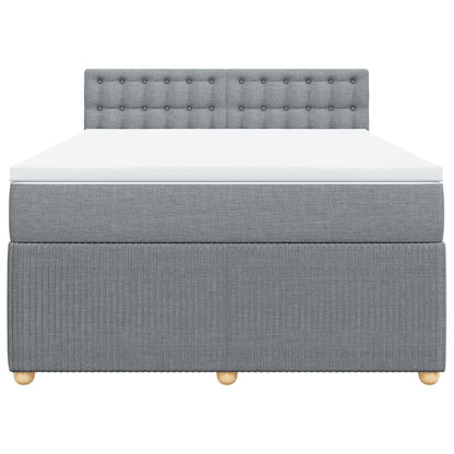 Boxspring met matras stof lichtgrijs 140x190 cm