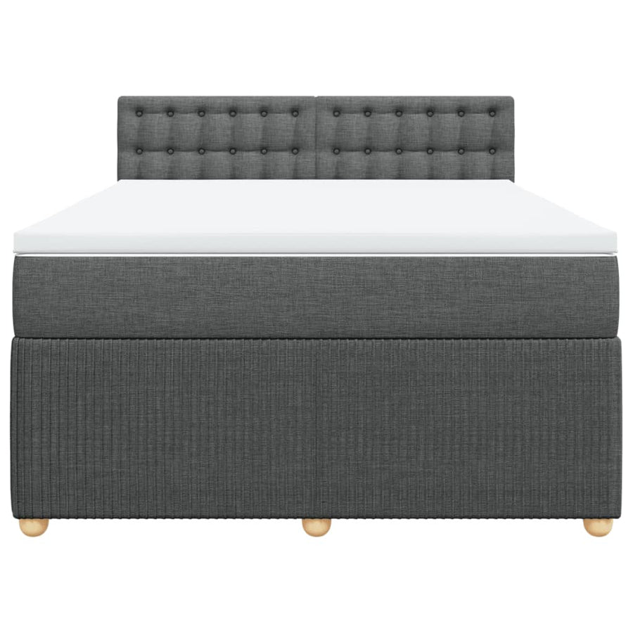 Boxspring met matras stof donkergrijs 140x190 cm