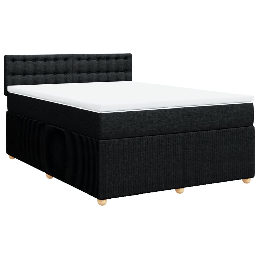 Boxspring met matras stof zwart 140x190 cm