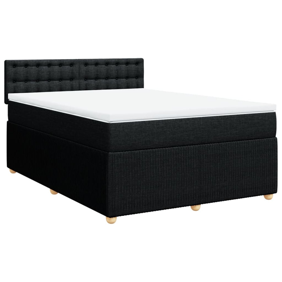 Boxspring met matras stof zwart 140x190 cm