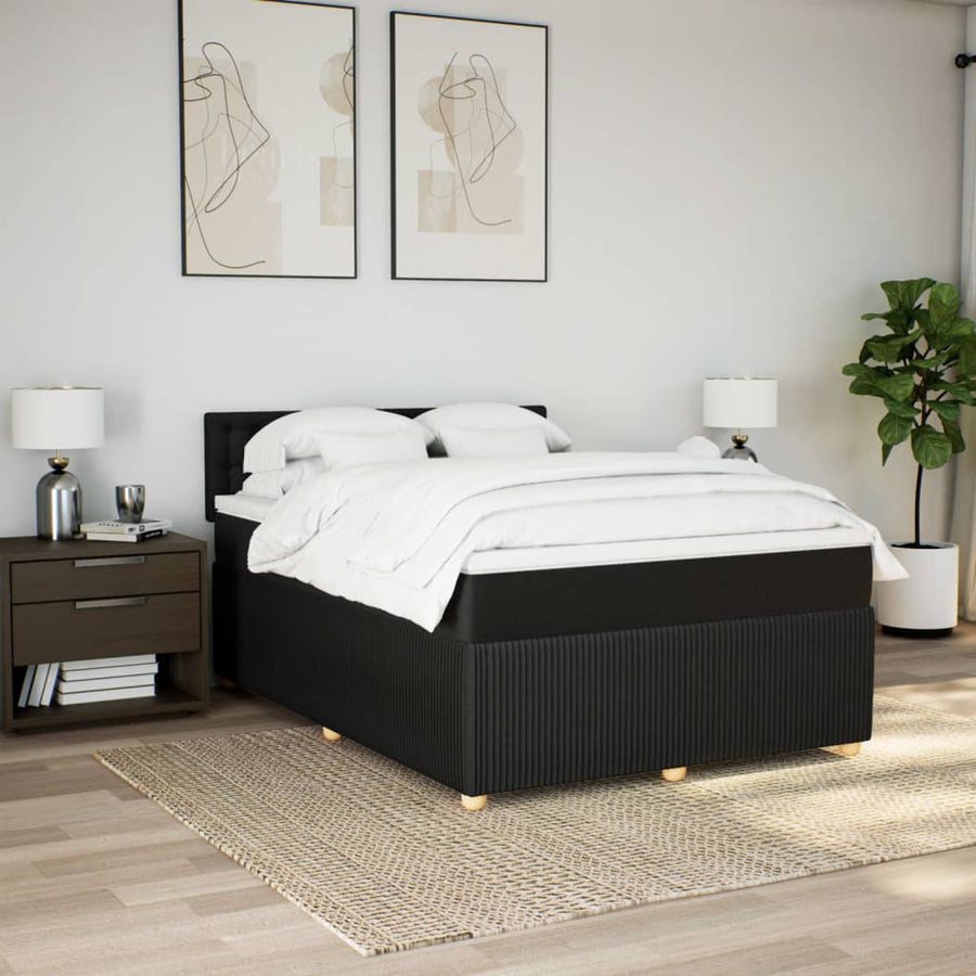 Boxspring met matras stof zwart 140x190 cm