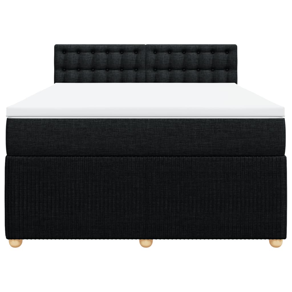 Boxspring met matras stof zwart 140x190 cm