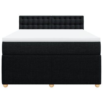 Boxspring met matras stof zwart 140x190 cm