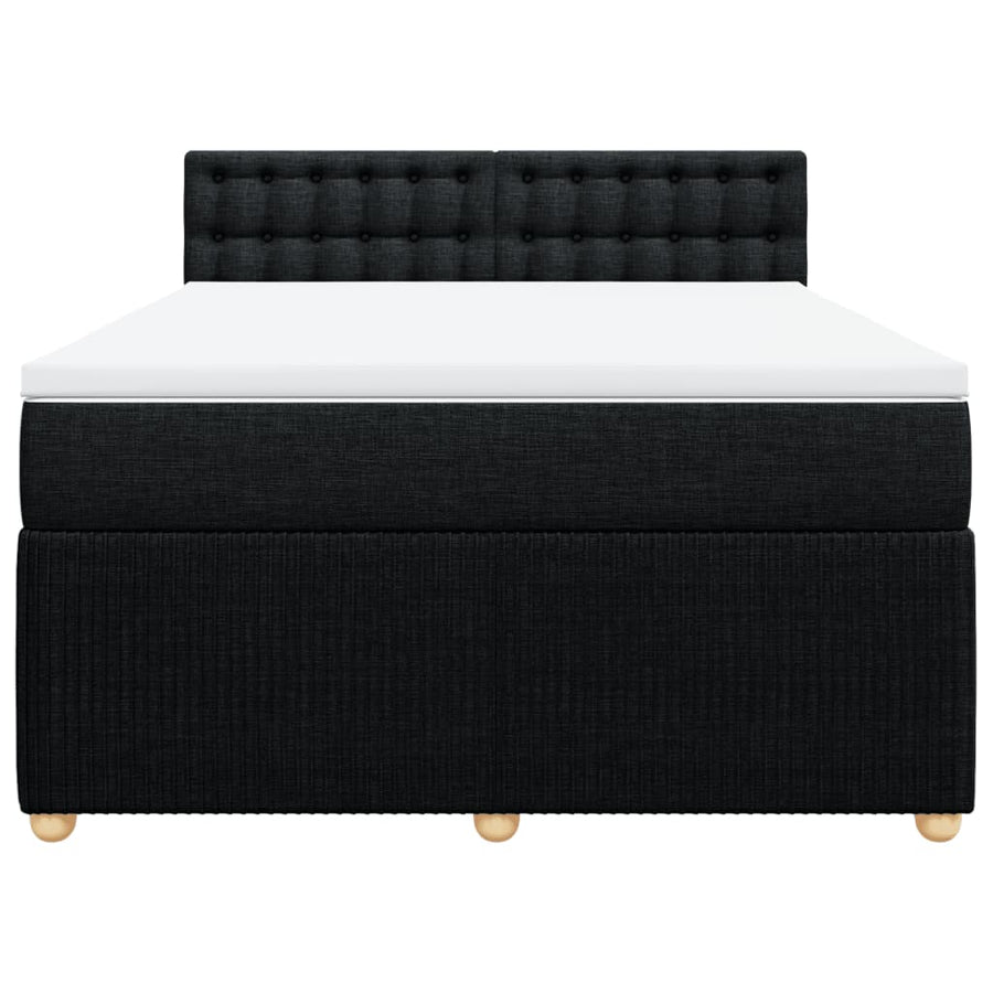 Boxspring met matras stof zwart 140x190 cm