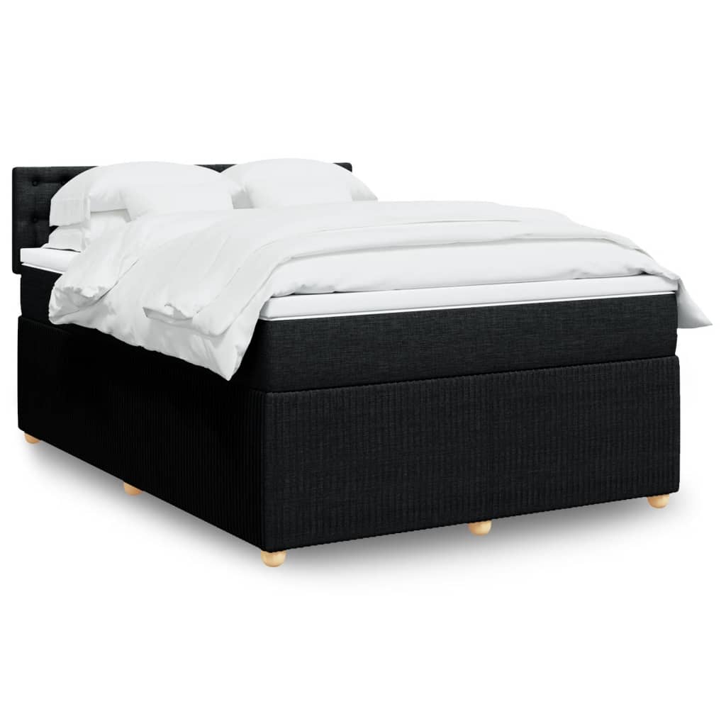 Boxspring met matras stof zwart 140x190 cm