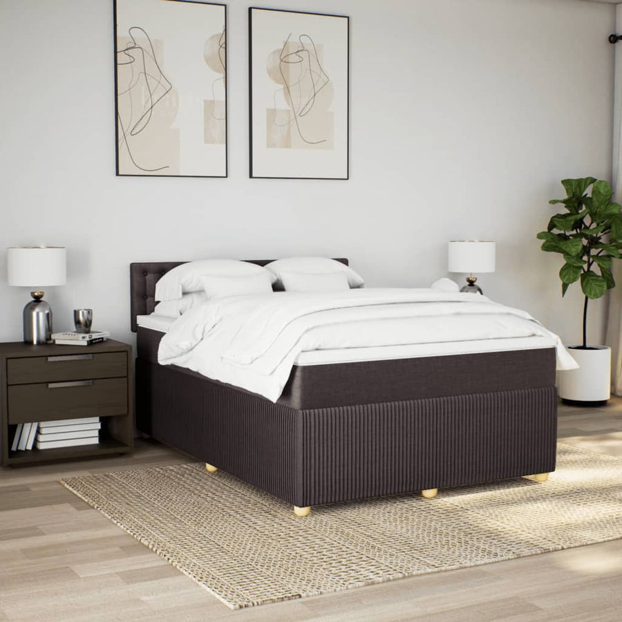 Boxspring met matras stof donkerbruin 140x190 cm
