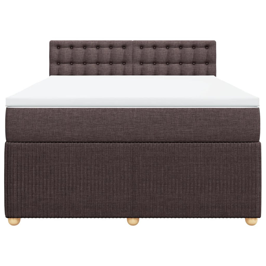 Boxspring met matras stof donkerbruin 140x190 cm