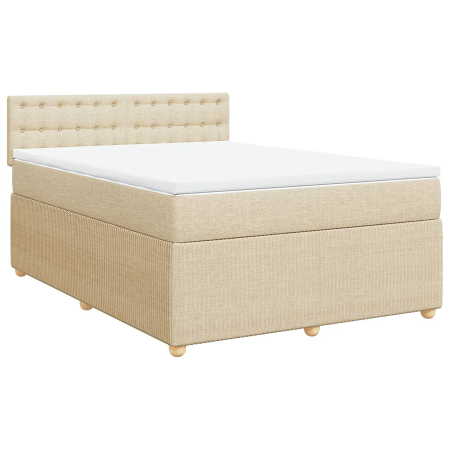 Boxspring met matras stof crèmekleurig 140x190 cm